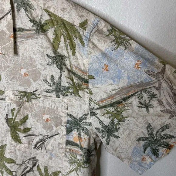 Columbia Swordfish Hawaiian Shirt Mens XXL Fish Button Up Collared Cotton Beach - Picture 5 of 14